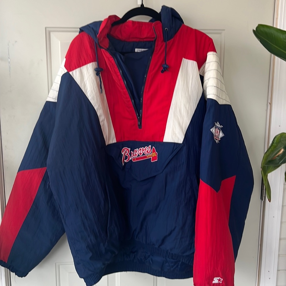 Atlanta Braves - Vintage Starter Jacket w/ hood.  XXL